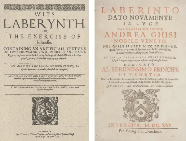 A sinistra: l’edizione londinese del 1610. A destra: l’edizione veneziana del 1616.